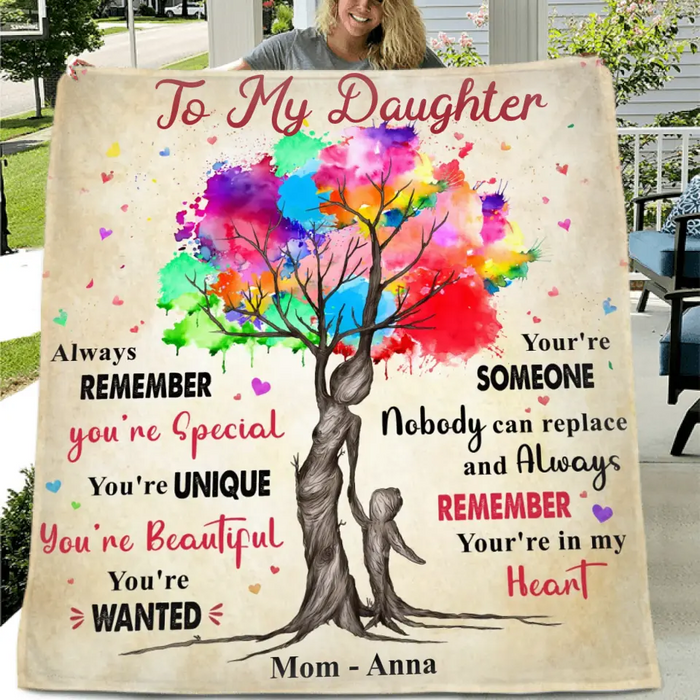 Custom Personalized To My Daughter Quilt/ Fleece Throw Blanket/Pillow Cover - Gift Idea From Mother To Daughter - Always Remember You're Special