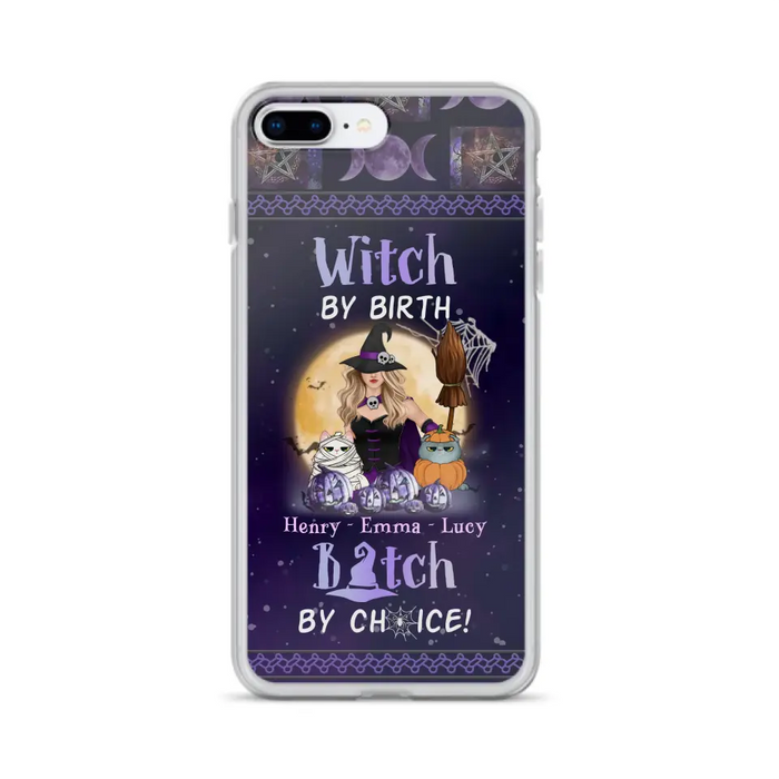 Custom Personalized Pet Witch Phone Case - Halloween Gift For Dog/ Cat Lover - Witch By Birth Bitch By Choice - Case For iPhone And Samsung