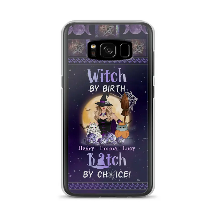 Custom Personalized Pet Witch Phone Case - Halloween Gift For Dog/ Cat Lover - Witch By Birth Bitch By Choice - Case For iPhone And Samsung