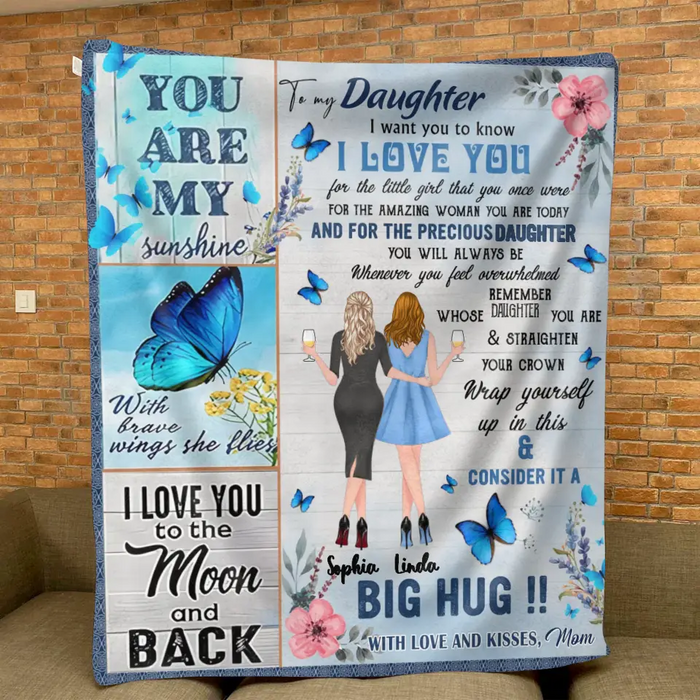 Custom Personalized To My Daughter Quilt/ Fleece Throw Blanket - Gift Idea From Mother To Daughter - You're My Sunshine