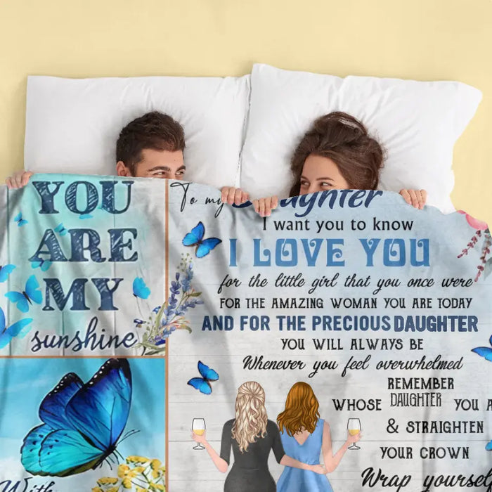 Custom Personalized To My Daughter Quilt/ Fleece Throw Blanket - Gift Idea From Mother To Daughter - You're My Sunshine