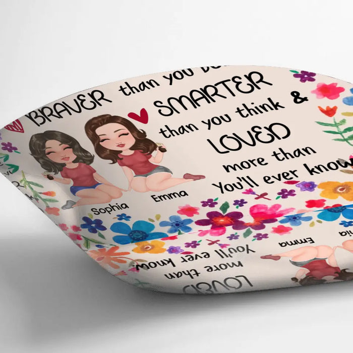 Custom Personalized Bonus Mother & Daughter Pillow Cover - Mother's Day Gift Idea To Daughter - Always Remember That You Are Braver Than You Believe