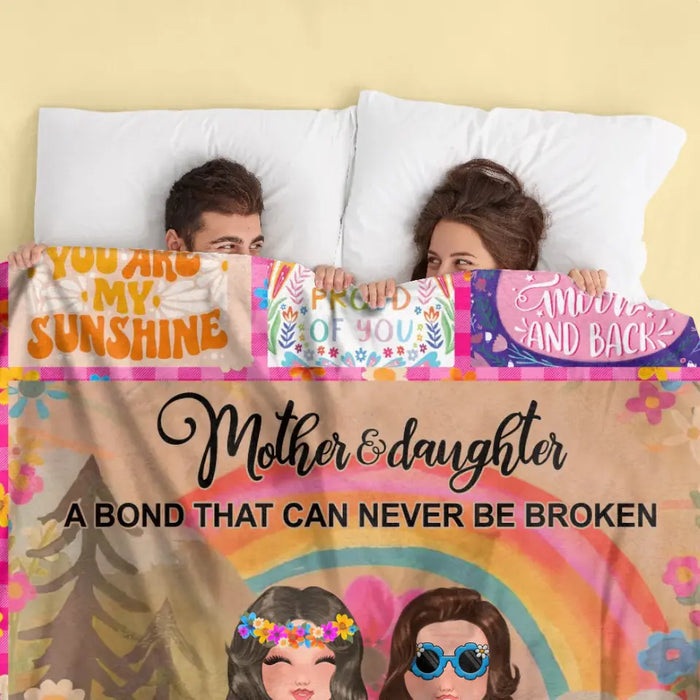 Custom Personalized Mom & Daughter Quilt/ Fleece Throw Blanket - Mother's Day Gift Idea To Mom - Mother And Daughter A Bond That Can Never Be Broken