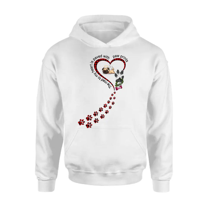 Personalized Dog Shirt/ Hoodie - Memorial Gift Idea For Dog Lover/ Mother's Day/Father's Day - The Road To My Heart Is Paved With Paw Prints