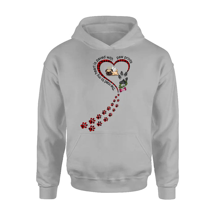 Personalized Dog Shirt/ Hoodie - Memorial Gift Idea For Dog Lover/ Mother's Day/Father's Day - The Road To My Heart Is Paved With Paw Prints