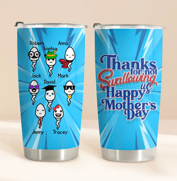 Custom Personalized Sperms Tumbler - Upto 8 Sperms - Gift Idea For Mother's Day - Thanks For Not Swallowing Us