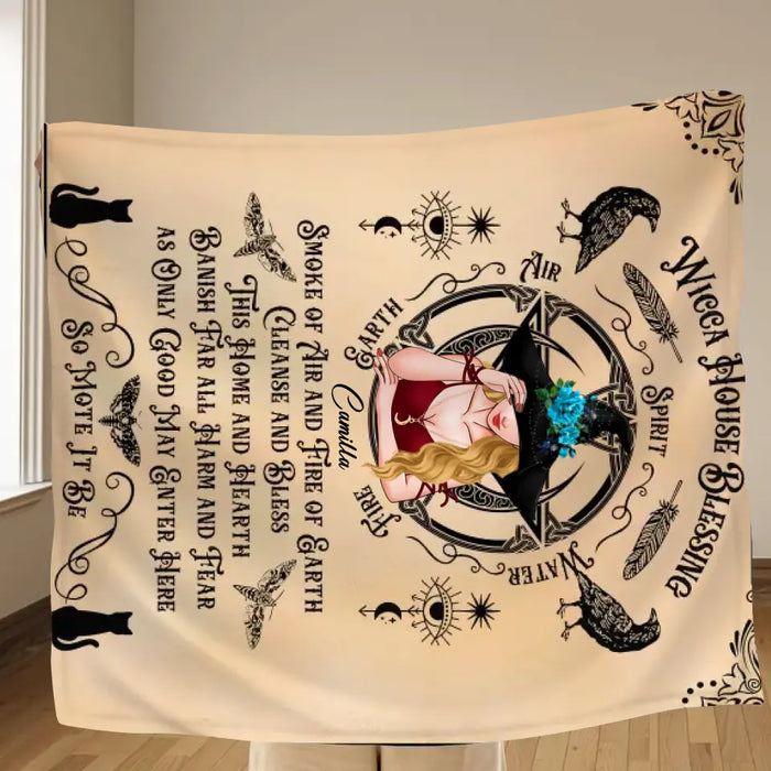 Custom Personalized Witch Quilt/ Fleece Throw Blanket - Halloween Gift Idea For Witch Lovers - Wicca House Blessing