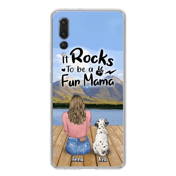 Custom Personalized Pet Mom/Pet Dad Phone Case - Gifts For Pet Lovers With Up to 4 Dogs/ Cats/ Rabbits - It Rocks To Be A Fur Mama - Case For Xiaomi/ Oppo/ Huawei