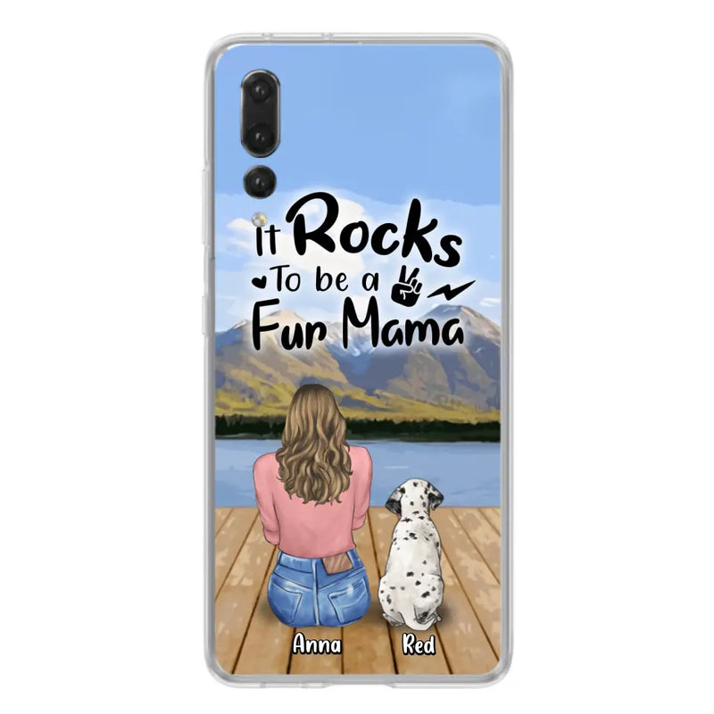 Custom Personalized Pet Mom/Pet Dad Phone Case - Gifts For Pet Lovers With Up to 4 Dogs/ Cats/ Rabbits - It Rocks To Be A Fur Mama - Case For Xiaomi/ Oppo/ Huawei