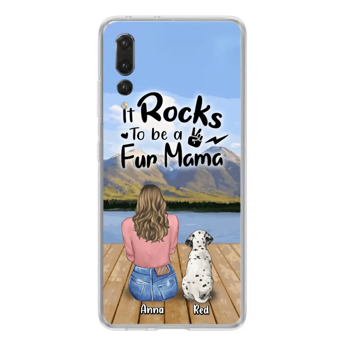 Custom Personalized Pet Mom/Pet Dad Phone Case - Gifts For Pet Lovers With Up to 4 Dogs/ Cats/ Rabbits - It Rocks To Be A Fur Mama - Case For Xiaomi/ Oppo/ Huawei