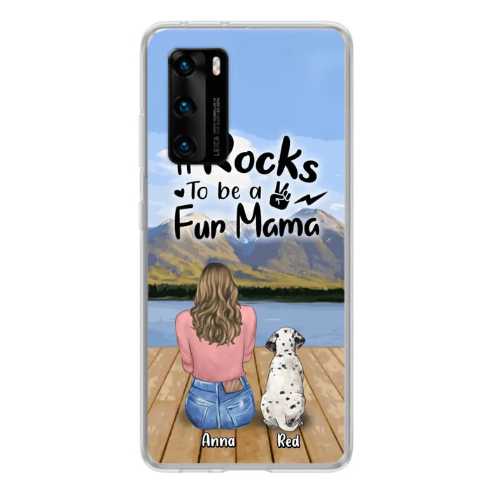 Custom Personalized Pet Mom/Pet Dad Phone Case - Gifts For Pet Lovers With Up to 4 Dogs/ Cats/ Rabbits - It Rocks To Be A Fur Mama - Case For Xiaomi/ Oppo/ Huawei