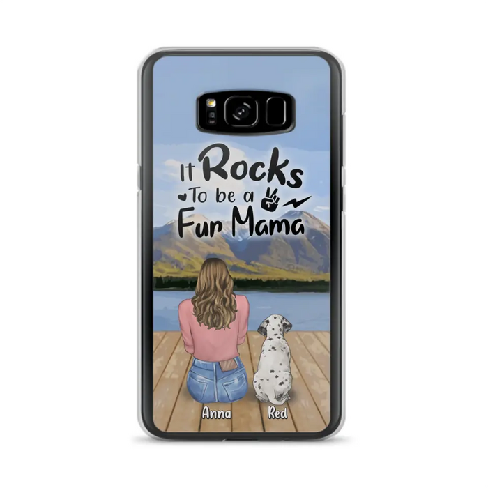 Custom Personalized Pet Mom/Pet Dad Phone Case - Gifts For Pet Lovers With Up to 4 Dogs/ Cats/ Rabbits - It Rocks To Be A Fur Mama