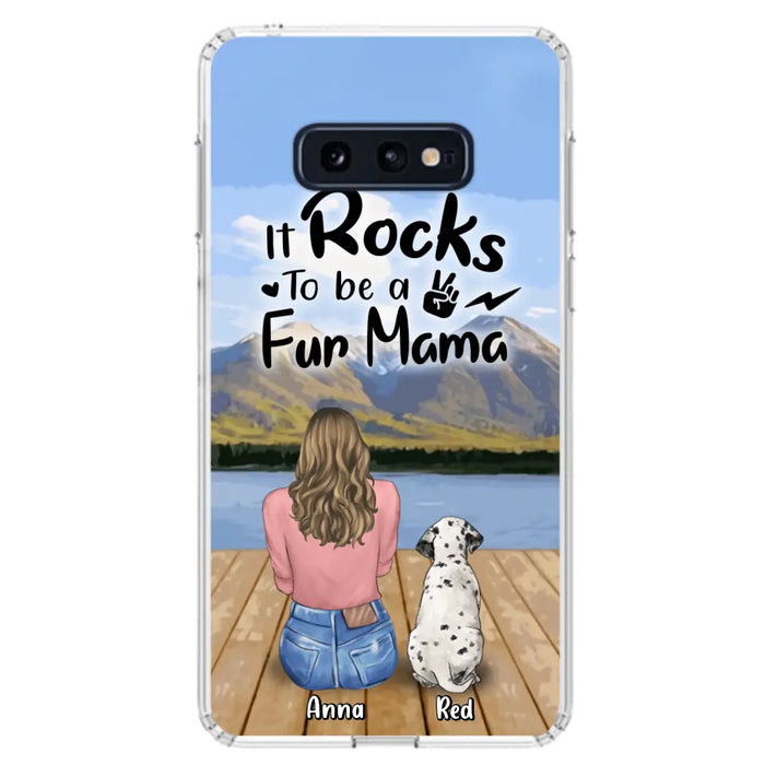 Custom Personalized Pet Mom/Pet Dad Phone Case - Gifts For Pet Lovers With Up to 4 Dogs/ Cats/ Rabbits - It Rocks To Be A Fur Mama