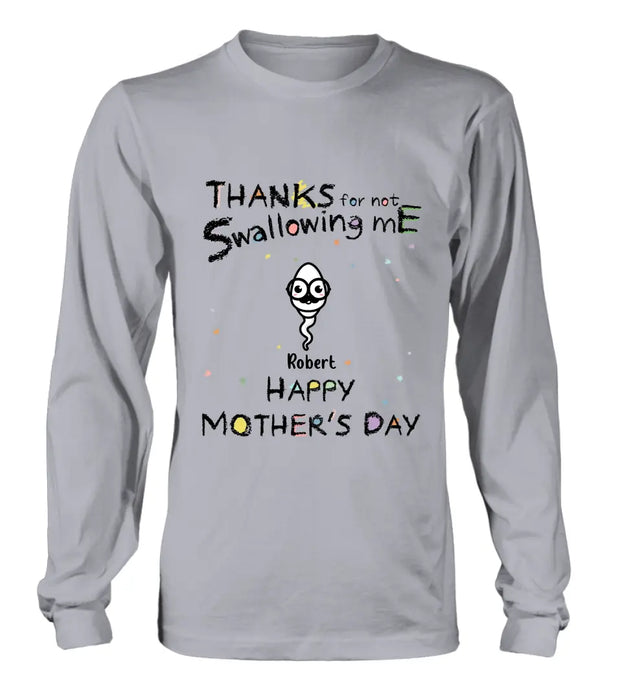 Custom Personalized Sperms Shirt/Hoodie - Gift Idea For Mother's Day - Upto 10 Sperms - Thanks For Not Swallowing Us