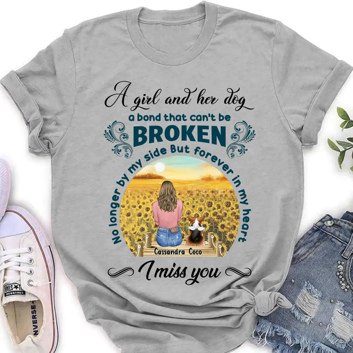 Personalized Pet Mom Shirt/ Hoodie - Gift Idea For Dog/Cat Lover/ Mother's Day - Upto 4 Pets - A Girl And Her Dog A Bond That Can't Be Broken