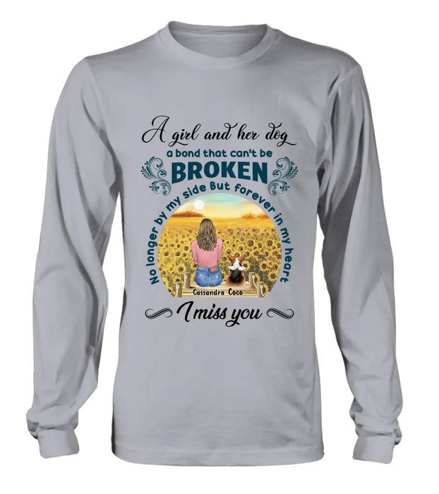 Personalized Pet Mom Shirt/ Hoodie - Gift Idea For Dog/Cat Lover/ Mother's Day - Upto 4 Pets - A Girl And Her Dog A Bond That Can't Be Broken