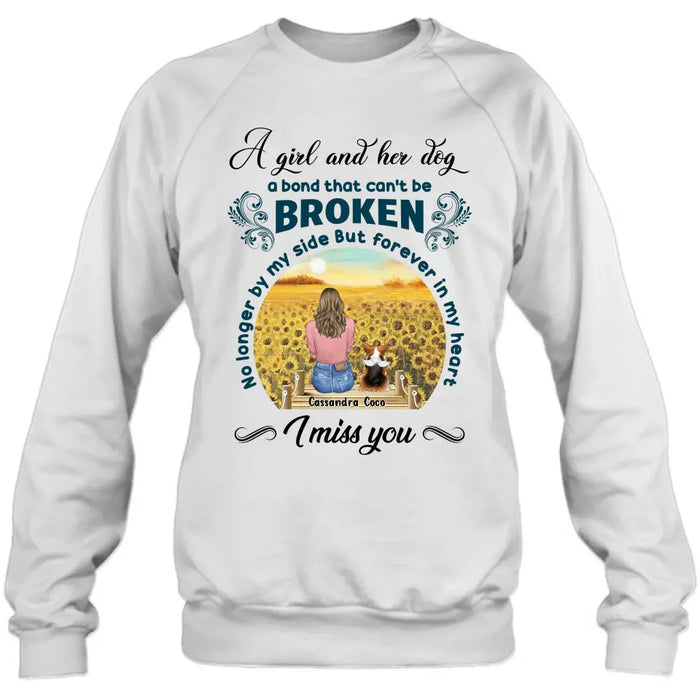 Personalized Pet Mom Shirt/ Hoodie - Gift Idea For Dog/Cat Lover/ Mother's Day - Upto 4 Pets - A Girl And Her Dog A Bond That Can't Be Broken