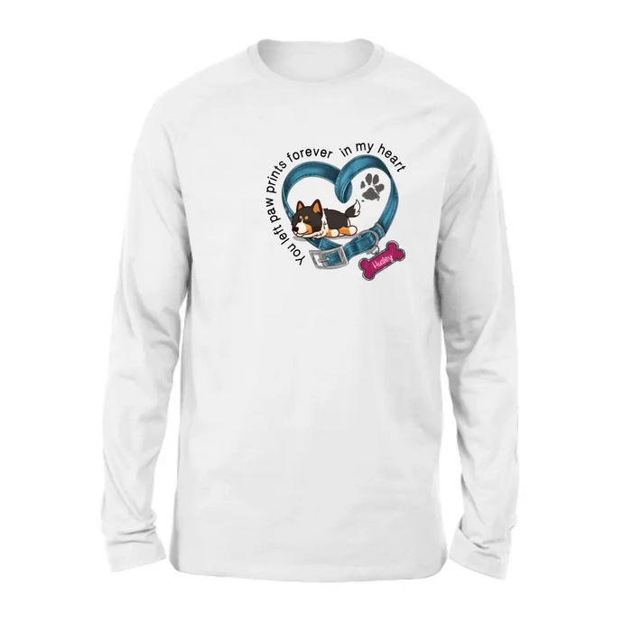 Custom Personalized Memorial Dog Collar Shirt/ Hoodie - Gift Idea For Dog Lover/ Mother's Day/Father's Day - You Left Paw Prints Forever In My Heart