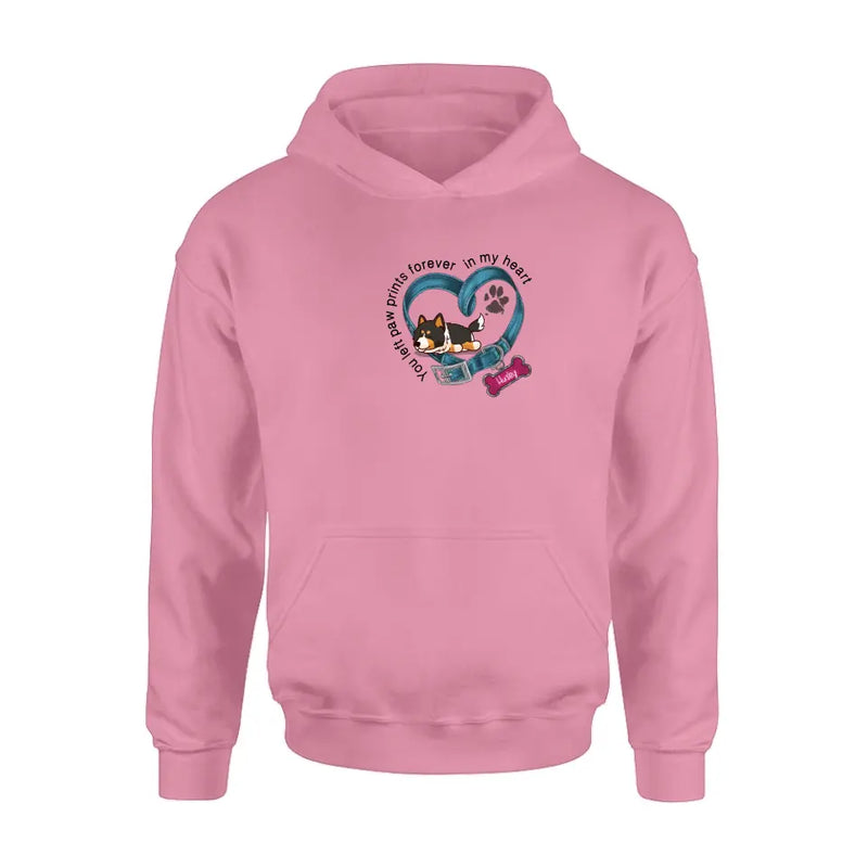 Personalized Memorial Dog Collar Shirt/Hoodie - Gift Idea For Dog Lover/Mother's Day/Father's Day - You Left Paw Prints Forever In My Heart