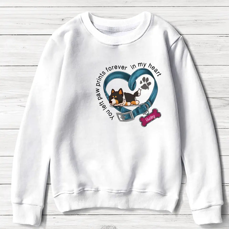 Personalized Memorial Dog Collar Sweater - Memorial Gift Idea For Dog Lover/Mother's Day/Father's Day - You Left Paw Prints Forever In My Heart
