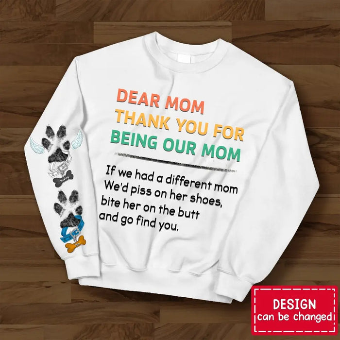 Custom Personalized Dog Mom AOP Sweater - Upto 5 Dogs - Mother's Day Gift Idea For Dog Lover - Thanks For Loving Me Taking Me For Walks