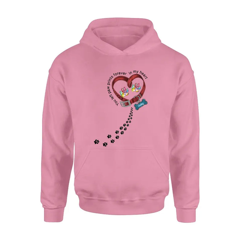 Personalized Dog Collar Rainbow Shirt/Hoodie - Gift Idea For Dog Lover/Mother's Day/Father's Day - You Left Paw Prints Forever In My Heart