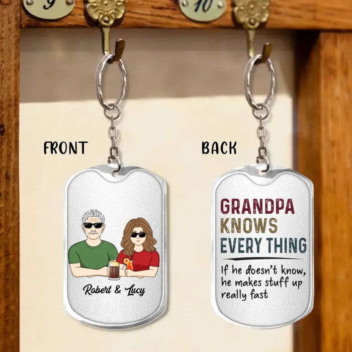 Custom Personalized Grandpa Aluminum Keychain - Gift Idea For Grandpa/Father's Day - Grandpa Knows Every Thing