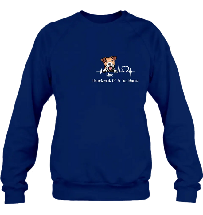 Custom Personalized Dog Shirt/ Hoodie - Gift Idea For Dog Lover/ Mother's Day/ Father's Day - Heartbeat Of A Fur Mama