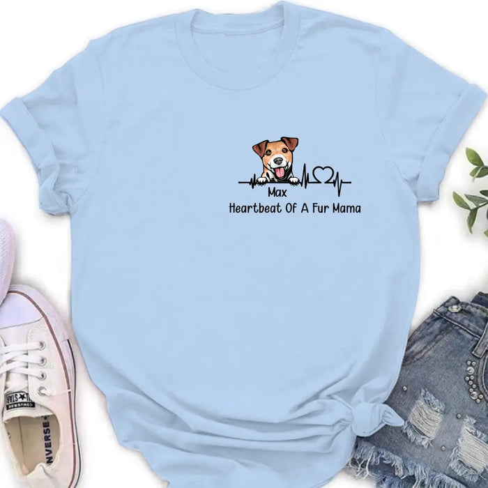 Custom Personalized Dog Shirt/ Hoodie - Gift Idea For Dog Lover/ Mother's Day/Father's Day - Heartbeat Of A Fur Mama