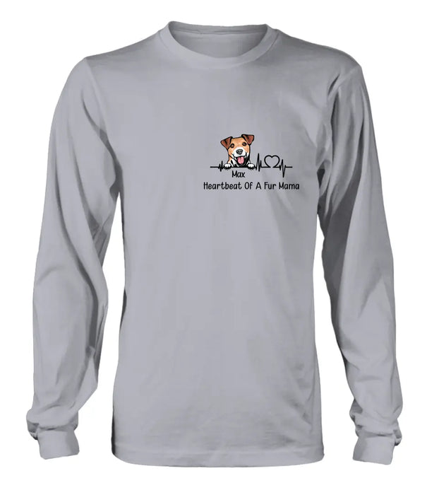 Custom Personalized Dog Shirt/ Hoodie - Gift Idea For Dog Lover/ Mother's Day/Father's Day - Heartbeat Of A Fur Mama