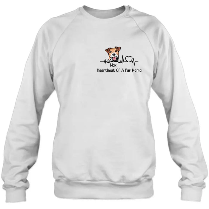 Custom Personalized Dog Shirt/ Hoodie - Gift Idea For Dog Lover/ Mother's Day/Father's Day - Heartbeat Of A Fur Mama