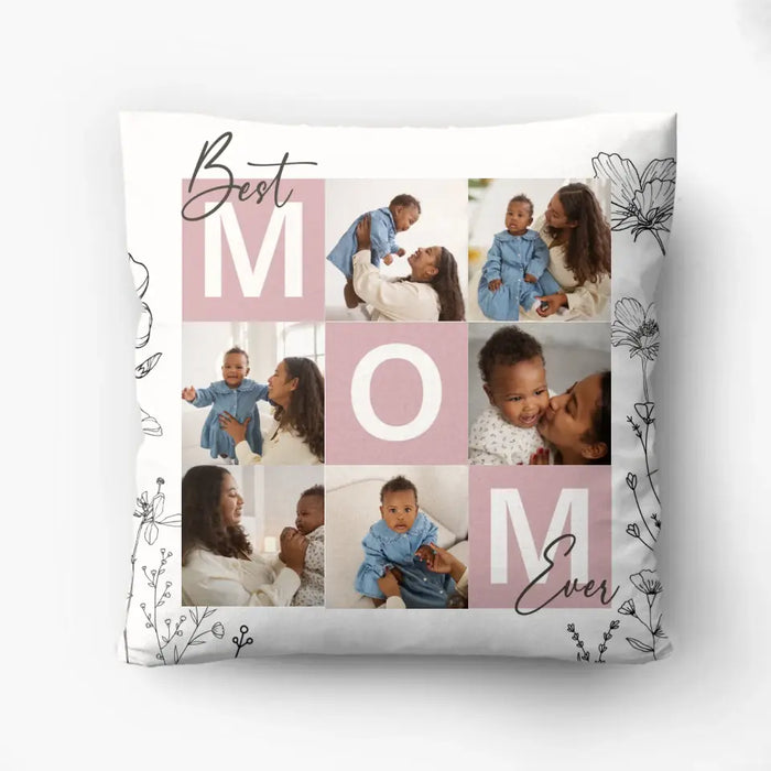 Custom Personalized Upload Photo Pillow Cover - Upload Mom And Kid Photo - Gift Idea For Mother's Day 2024 - Best Mom Ever