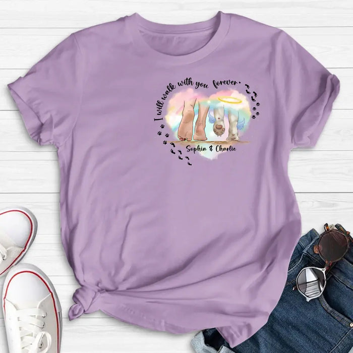 Custom Personalized Memorial Dog T-shirt/ Hoodie - Gift Idea For Dog Lover/ Mother's Day/Father's Day - I Will Walk With You Forever