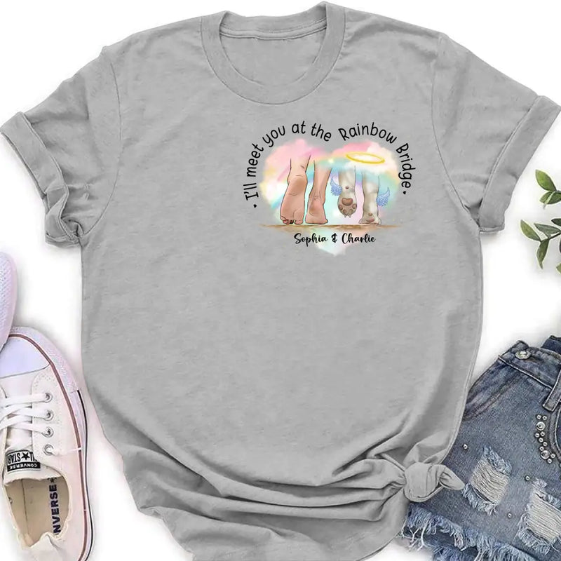 Personalized Memorial Dog T-shirt/Hoodie - Gift Idea For Dog Lover/Mother's Day/Father's Day - I'll Meet You At The Rainbow Bridge
