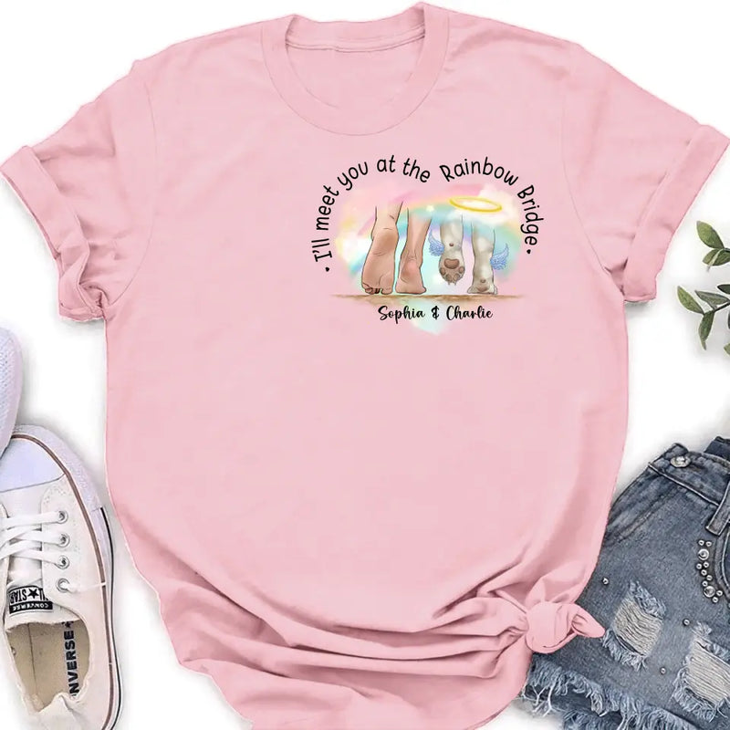 Personalized Memorial Dog T-shirt/Hoodie - Gift Idea For Dog Lover/Mother's Day/Father's Day - I'll Meet You At The Rainbow Bridge