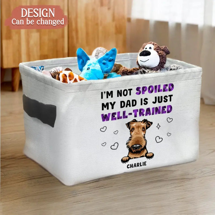 Custom Personalized Pet Storage Box - Upto 3 Dogs/ Cats - Gift Idea for Dog/Cat Lover - Mother's Day/ Father's Day Gift - I'm Not Spoiled My Mom Is Just Well-Trained