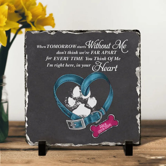 Custom Personalized Memorial Pet Square Lithograph - Gift Idea For Pet Lover - Don't Think We're Far Apart