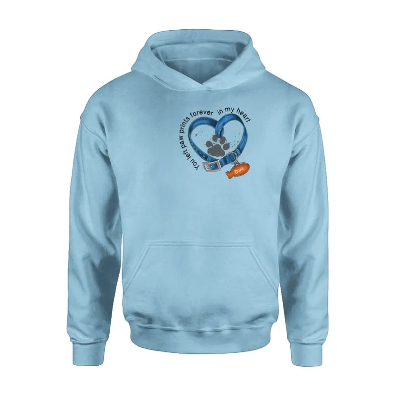 Personalized Memorial Paw Prints Cat Collar T-shirt/Hoodie - Gift Idea For Cat Lover/Mother's Day/Father's Day - You Left Paw Prints Forever In My Heart