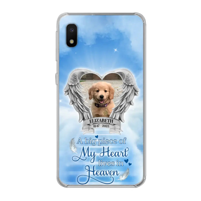 Custom Personalized Memorial Phone Case - Upload Photo - Memorial Gift Idea For Family Member/ Pet Owner - A Big Piece Of My Heart Lives In Heaven - Case For iPhone And Samsung