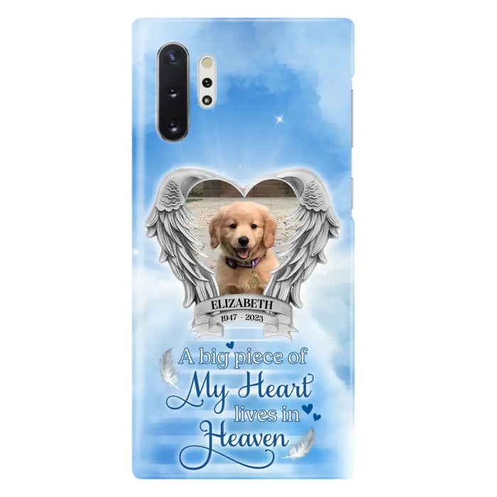 Custom Personalized Memorial Phone Case - Upload Photo - Memorial Gift Idea For Family Member/ Pet Owner - A Big Piece Of My Heart Lives In Heaven - Case For iPhone And Samsung