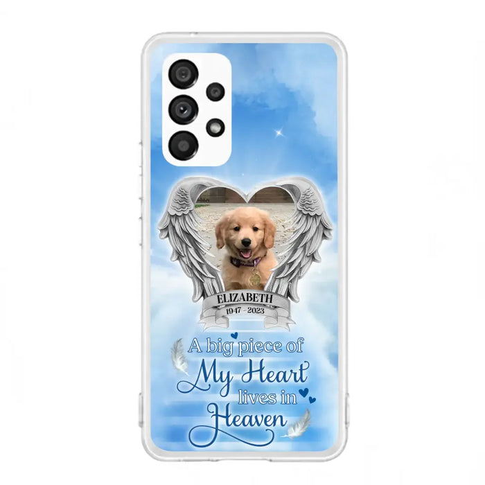 Custom Personalized Memorial Phone Case - Upload Photo - Memorial Gift Idea For Family Member/ Pet Owner - A Big Piece Of My Heart Lives In Heaven - Case For iPhone And Samsung