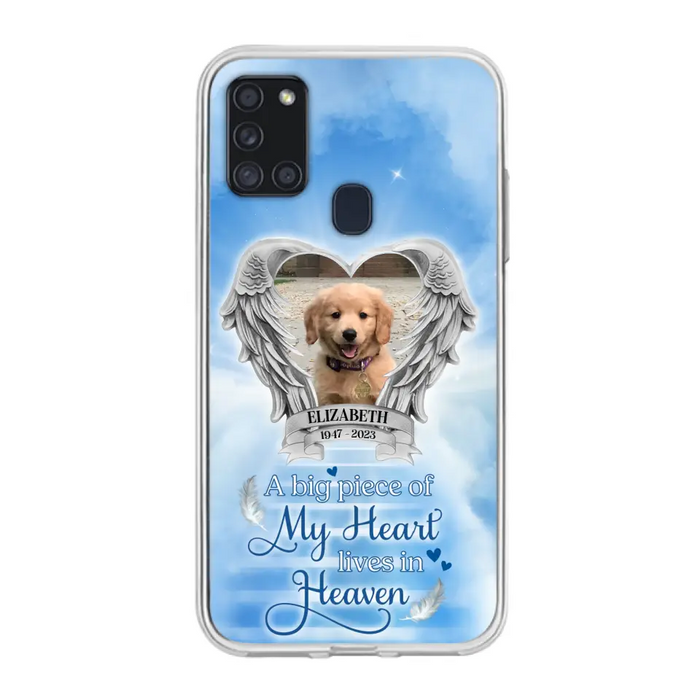 Custom Personalized Memorial Phone Case - Upload Photo - Memorial Gift Idea For Family Member/ Pet Owner - A Big Piece Of My Heart Lives In Heaven - Case For iPhone And Samsung