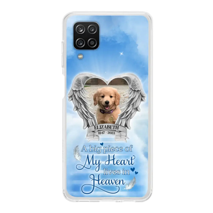 Custom Personalized Memorial Phone Case - Upload Photo - Memorial Gift Idea For Family Member/ Pet Owner - A Big Piece Of My Heart Lives In Heaven - Case For iPhone And Samsung