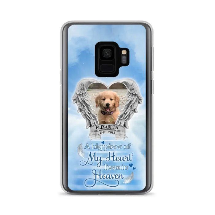 Custom Personalized Memorial Phone Case - Upload Photo - Memorial Gift Idea For Family Member/ Pet Owner - A Big Piece Of My Heart Lives In Heaven - Case For iPhone And Samsung