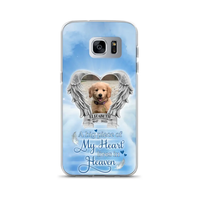 Custom Personalized Memorial Phone Case - Upload Photo - Memorial Gift Idea For Family Member/ Pet Owner - A Big Piece Of My Heart Lives In Heaven - Case For iPhone And Samsung