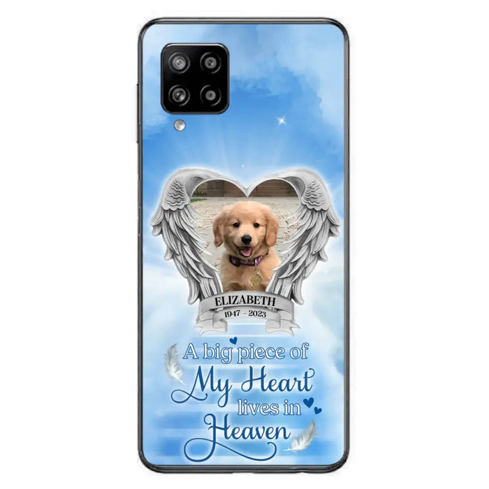 Custom Personalized Memorial Phone Case - Upload Photo - Memorial Gift Idea For Family Member/ Pet Owner - A Big Piece Of My Heart Lives In Heaven - Case For iPhone And Samsung