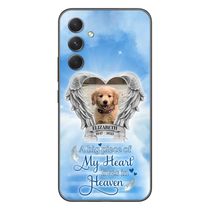 Custom Personalized Memorial Phone Case - Upload Photo - Memorial Gift Idea For Family Member/ Pet Owner - A Big Piece Of My Heart Lives In Heaven - Case For iPhone And Samsung