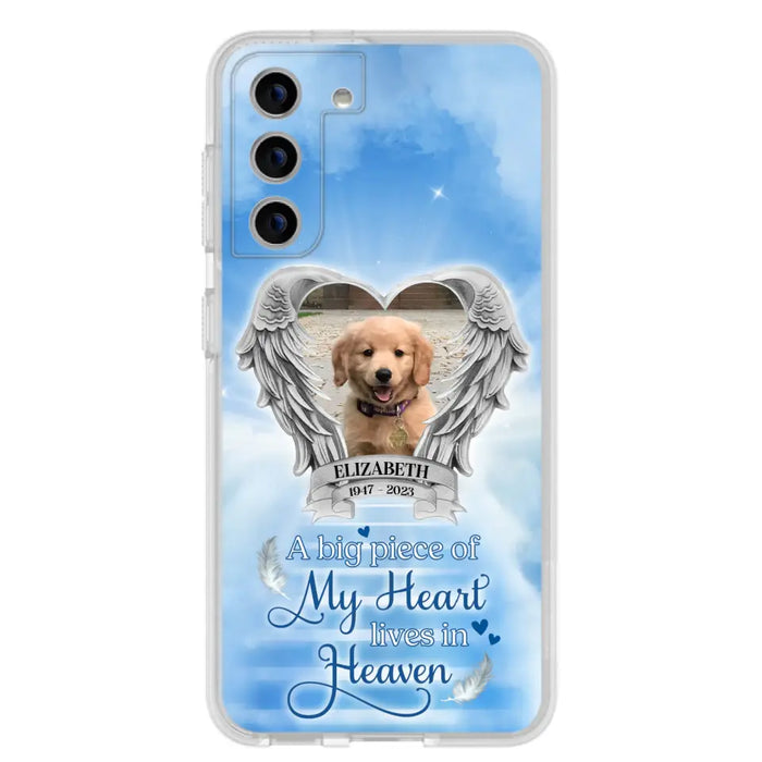 Custom Personalized Memorial Phone Case - Upload Photo - Memorial Gift Idea For Family Member/ Pet Owner - A Big Piece Of My Heart Lives In Heaven - Case For iPhone And Samsung