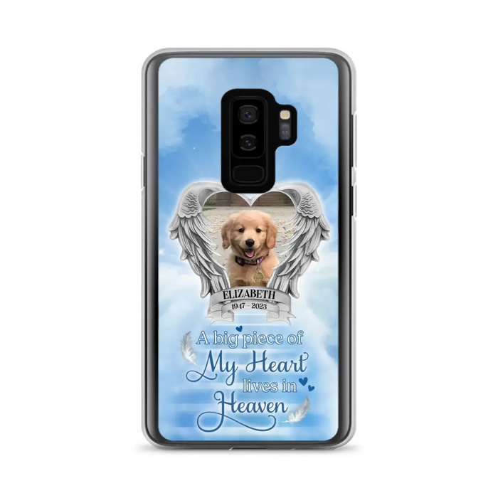 Custom Personalized Memorial Phone Case - Upload Photo - Memorial Gift Idea For Family Member/ Pet Owner - A Big Piece Of My Heart Lives In Heaven - Case For iPhone And Samsung