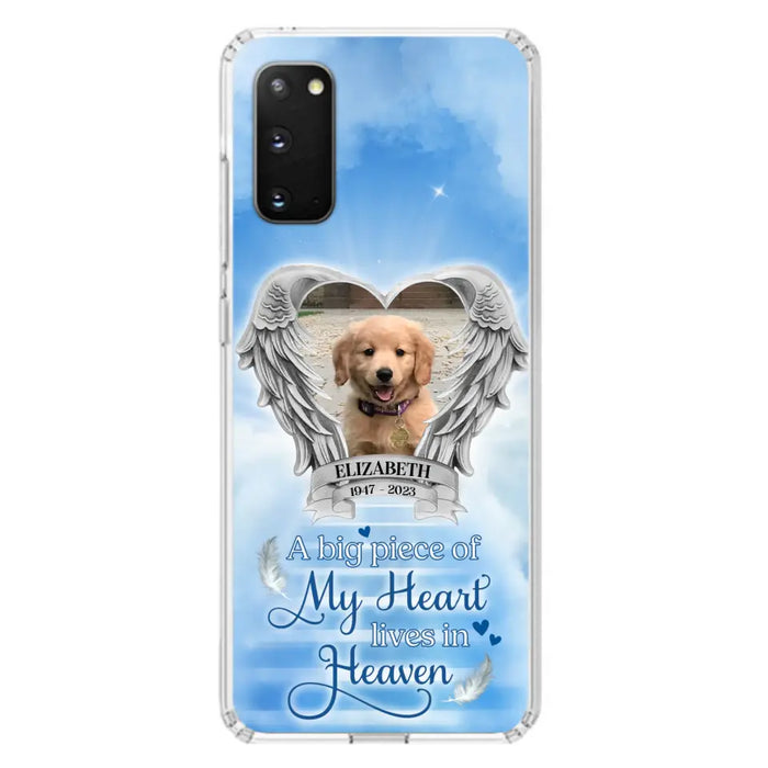 Custom Personalized Memorial Phone Case - Upload Photo - Memorial Gift Idea For Family Member/ Pet Owner - A Big Piece Of My Heart Lives In Heaven - Case For iPhone And Samsung